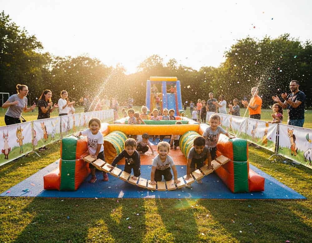 Kinder Hindernislauf als aktives Bewegungsspiel Kinder Hindernislauf als aktives Bewegungsspiel