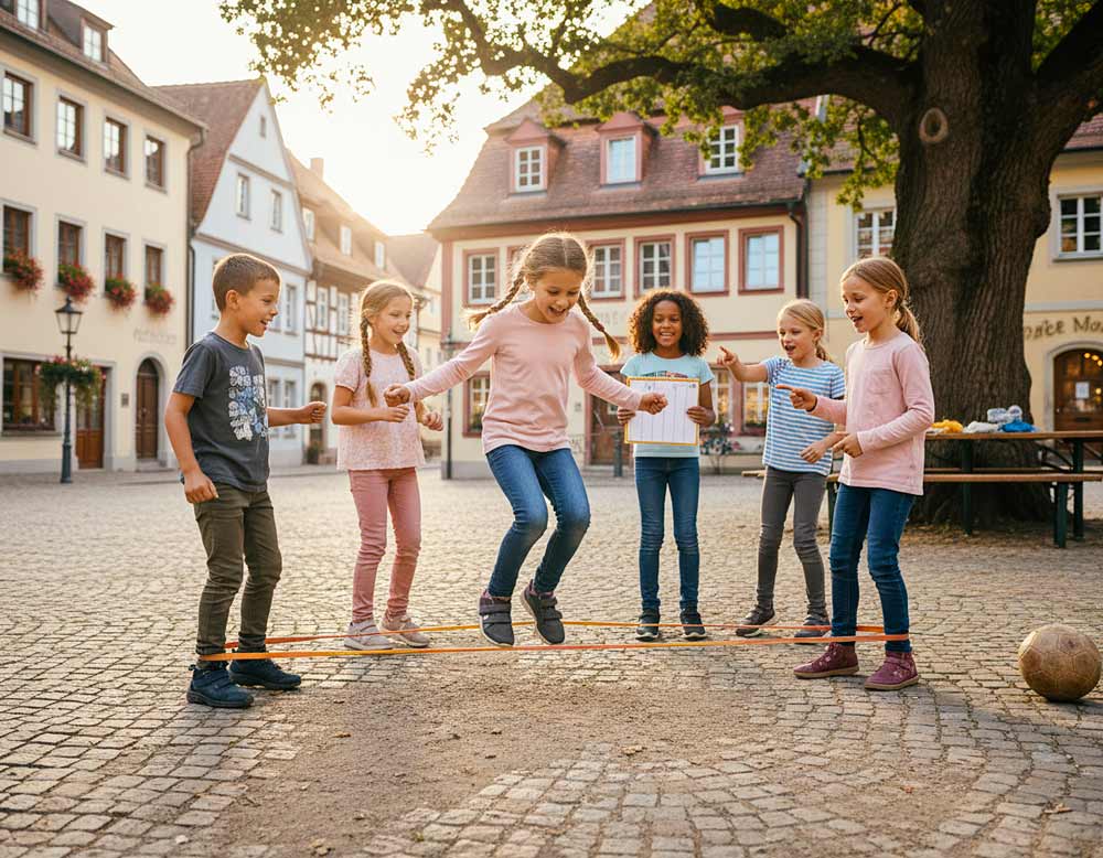 Alte Bewegungsspiele von früher neu entdecken - Hopse Alte Bewegungsspiele von früher neu entdecken - Hopse