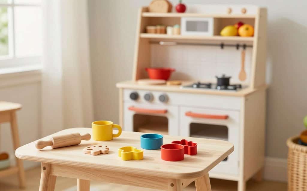 Holzspielzeug für Kinder Backen in der Spielküche