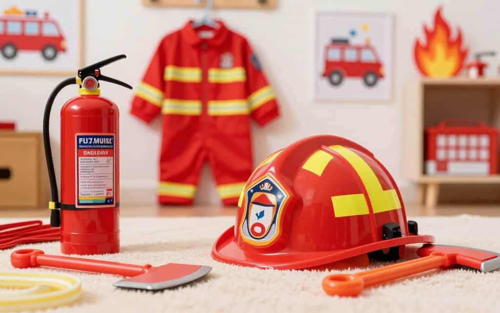 Kinder Feuerwehrhelm und Spielzeug Feuerwehr Ausrüstung