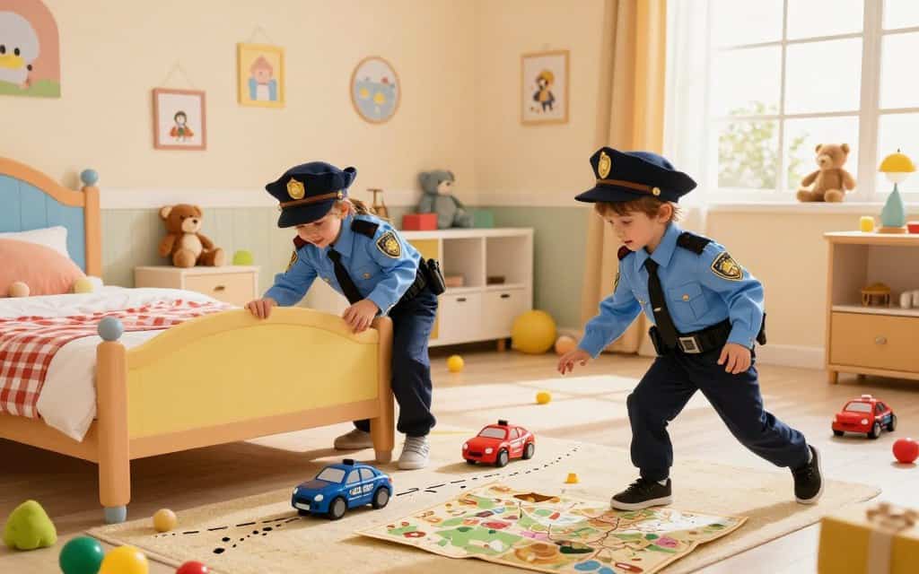 Polizei spielen und Kinderzimmer Abenteuer mit Szenarien