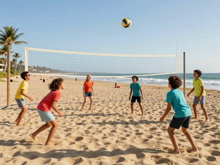 Mehr über den Artikel erfahren Beach Volleyball mit Kindern – Spielideen für Strand, Garten und Park