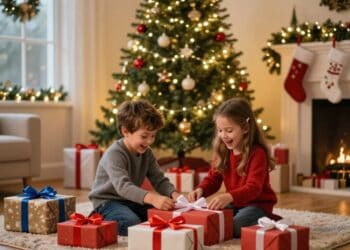 Spiel zum Geschenke Auspacken an Weihnachten für Kinder