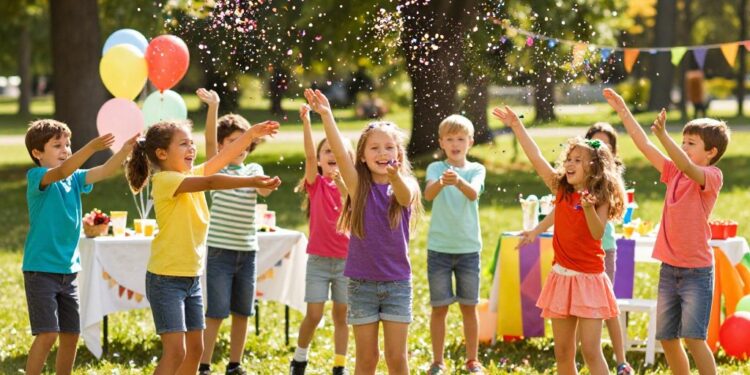 Spiele mit Konfetti für Kinder