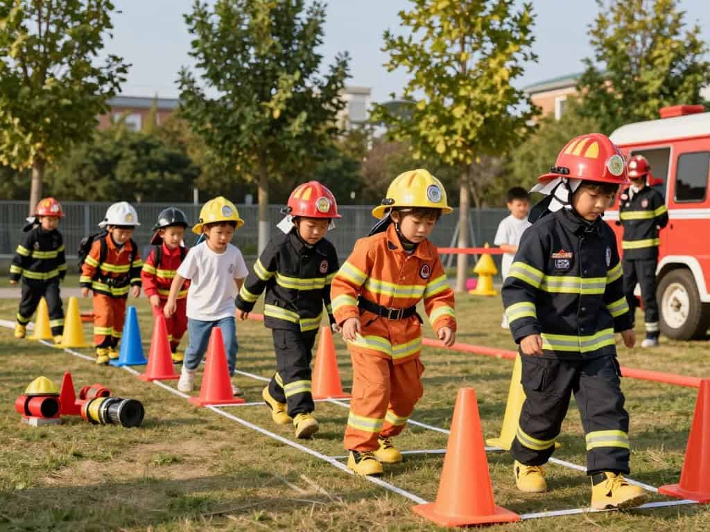 Feuerwehr-Teamspiele für Kinder – Staffeln und Parcours