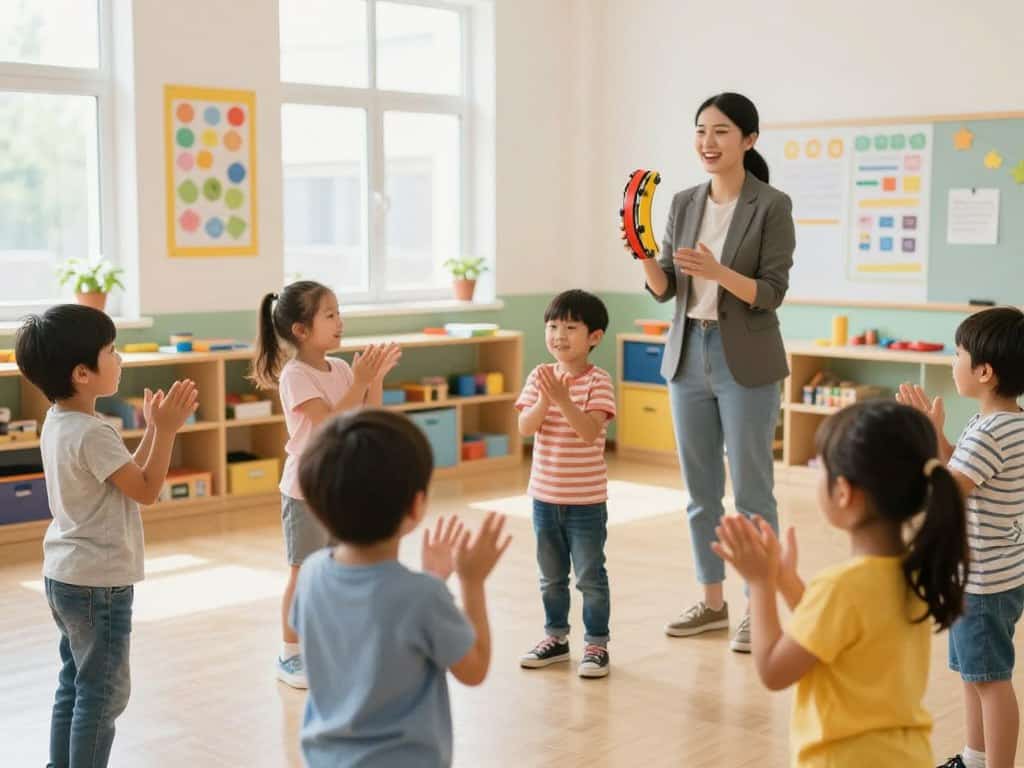 Kinder spielen mit Luftballons zu Musik – Bewegungsspiel im Kindergarten