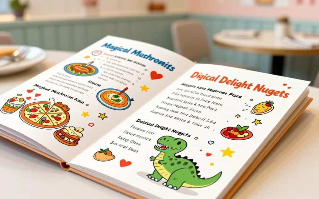 Kinder gestalten gemeinsam eine bunte Speisekarte für das Restaurant-Rollenspiel